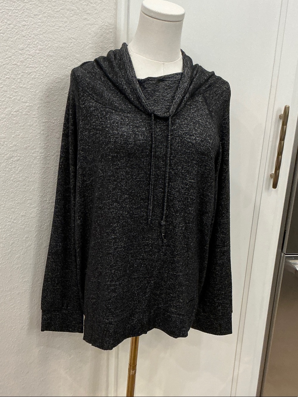 Jones New York Charcoal Cowl Neck Hoodie Sweater